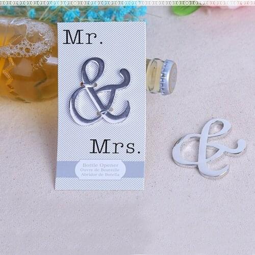 100pcs Mr. And Mrs. Ampersand Bottle Opener Wine Bridal Shower Wedding Favors Gift Silver
