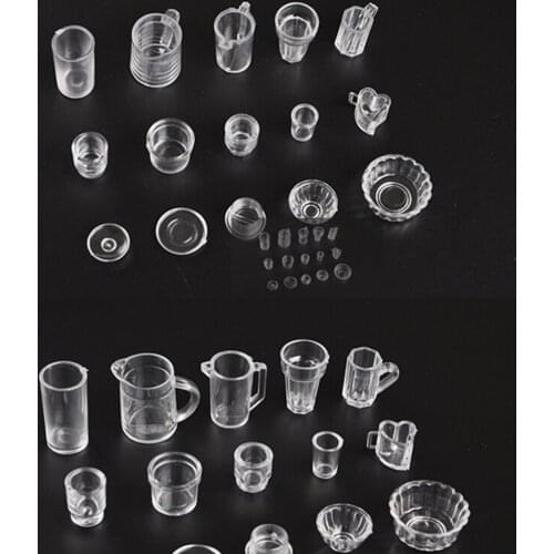 15 Stks/set Mini Poppenhuis Cup Set Plastic Servies Drinken Wijn Flessen Bekers Bier Platen Accessoires Poppenhuis Miniaturen