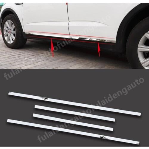 4pcs For Jaguar E-PACE 2018-2021 Chrome stainless steel Side Skirt Body Guard Molding Trim Cover Car Accessories