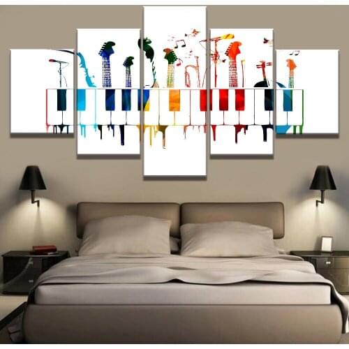 5 Piece HD Print Large Music Instruments Poster Modern Decorative Paintings on Canvas Wall Art for Home Decorations Wall Decor