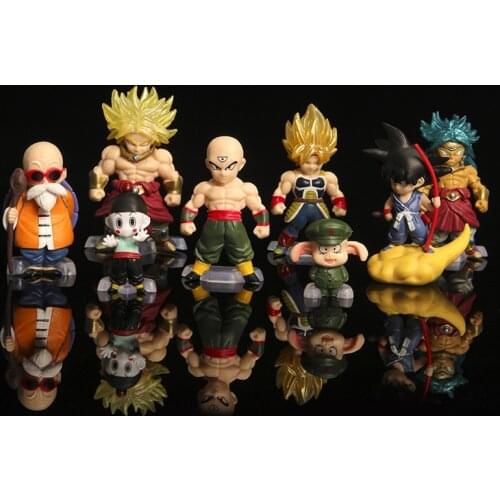 8 pieces/setDragon Ball Son Goku Tien Shinhan Master Roshi Broli Shouban model toys Collection gifts