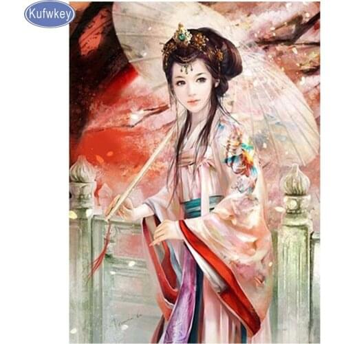3D Diy Square Diamond Embroidery Mosaic Chinese girl of Cross Stitch Resin Full Diamond Painting ancient beauty eigen foto