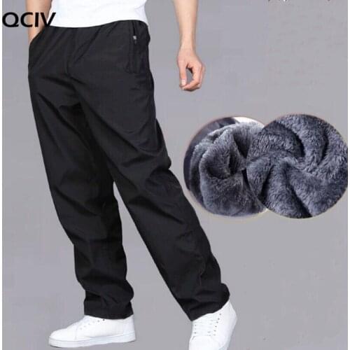 Mens Sweatpant Trousers Autumn Winter Plus Velvet Warm Pants Quick-drying Loose Straight Summer Wear-resistant Waterproof Pant