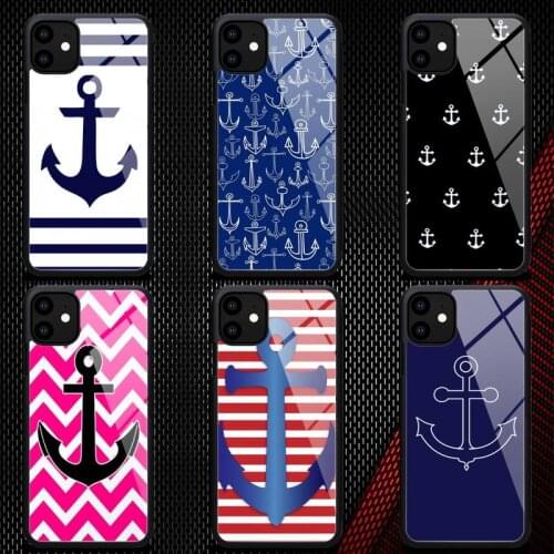 PENGHUWAN Nautical Tattoo blue Anchor Art Pattern Cell Phone Case Rubber for iPhone 12 11 Pro Max XS 8 6S Plus X XR 12Mini case