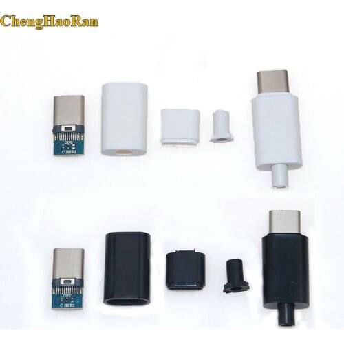 ChengHaoRan 10set OTG USB-3.1 Welding Male jack Plug USB 3.1 Type C Connector with PCB Board Plugs 4 in 1 DIY Adaptor