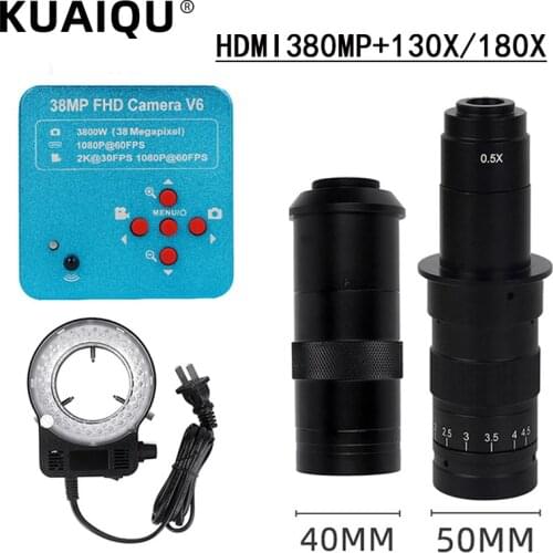 Industrial Digital Industrial Video Microscope Camera 130X C / 180X Mount Lens Set 38MP 1080P 60FPS HDMI USB For Magnification