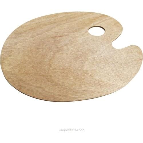Wooden Artists Palette with Thumb Hole Oil Painting Acrylics Paint Oval Painting Palette Tray for Adult Jy6 21 Dropship