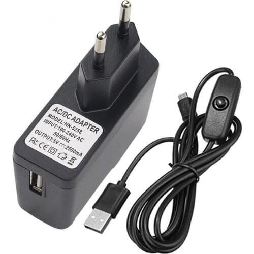 For Raspberry Pi 3 AC Power Supply 5V 2.5A USB Charger Adapter/ ON Off Switch Micro USB Cable for Raspberry Pi 3 Model B B+ Plus