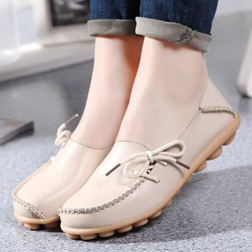 HOT 2017 New Women Flat Shoes Lace Up Plus Size Casual Women Shoes Moccasins Leather Shoes