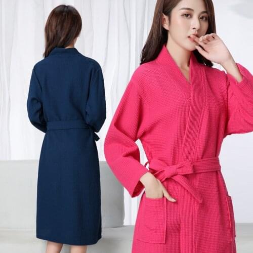 Summer Water Absorption Fashion Waffle Bath Robe Men Sexy Kimono Waffle Bathrobe Women Plus Size Dressing Gown Female Robes