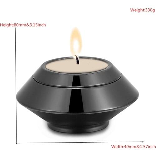 IJU041 Black Stainless Steel Candlestick Urn for Human Ashes Engrave Able Funeral Memorial Ashes Keepsake Locket-Cremation Urns