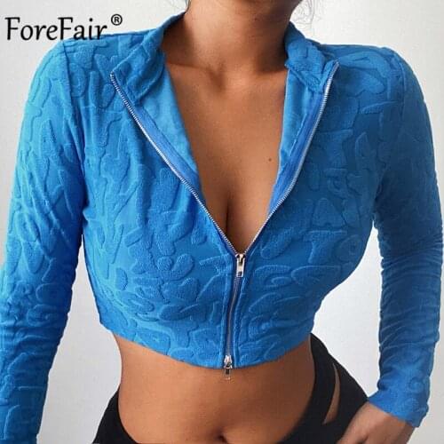 Forefair Turn Down Collar Long Sleeve Zipper Y2k Women Cardigan 2021 Autumn Fashion Slim Ladies Tube Solid Sexy Corset Tops