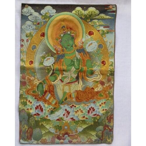 Collectible Traditional Tibetan Buddhism in Nepal Thangka of Buddha paintings ,Big size Buddhism silk brocade painting 013