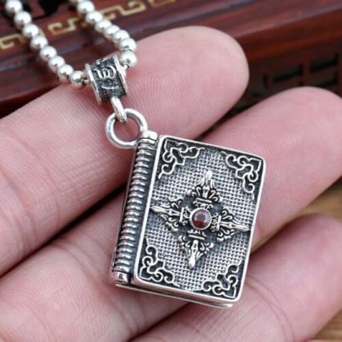 925 Silver Tibetan Dorje Symbol Gau Box Pendant Neckalce Sterling Buddhist Vajra Box Pendant Necklace Buddhist Prayer Box Amulet