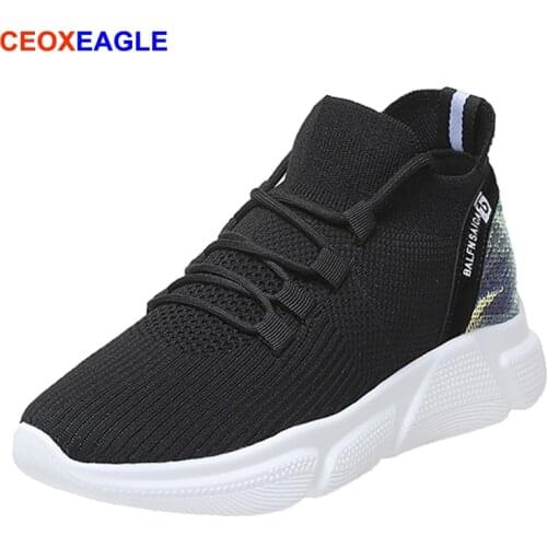Summer Women Casual Bling Back Knitting Sock Sneakers Stretch Flat Platform Fashion Ladies Slip On Shoes Female Leisure Footwear
