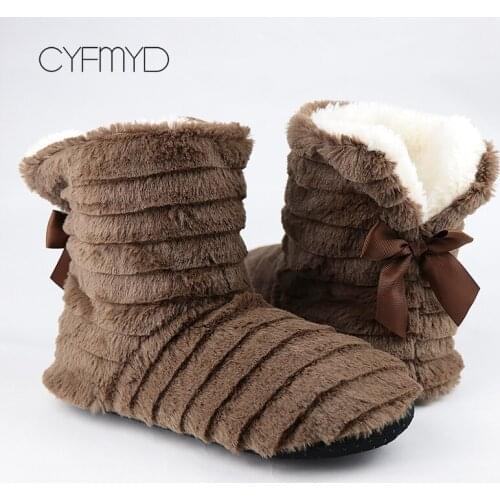 Furry slippers for women 2020 Superstar Butterfly-knot house shoes with fur room slippers girls warm soft indoor