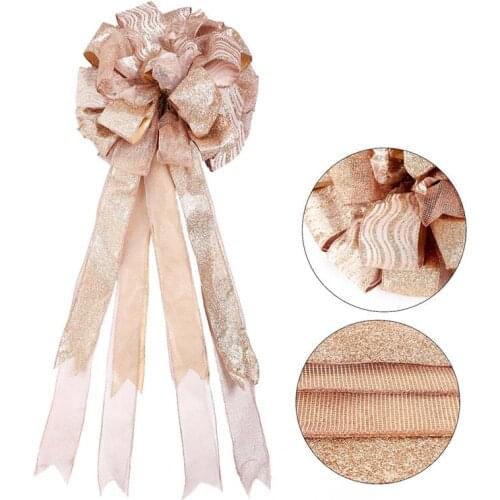 Fashion Christmas Tree Topper Large Double-Head Xmas Bow Christmas Tree Decoration Xmas Ornament Bowknot Party Wedding Decor