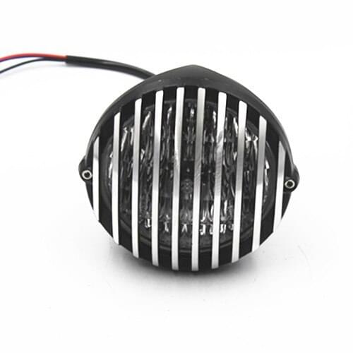 Motorcycle Scalloped Headlight Lamp Finned Grill For Harley Cruiser Dyna Softail Chopper Bobber Cafe racer Old School