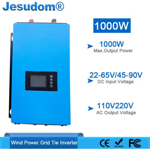 MPPT 1000W Wind Power Grid Tie Inverter Pure Sine Wave with LCD& Dump Load Resistor AC 22-65V/45-90V to 110V/220VAC Auto