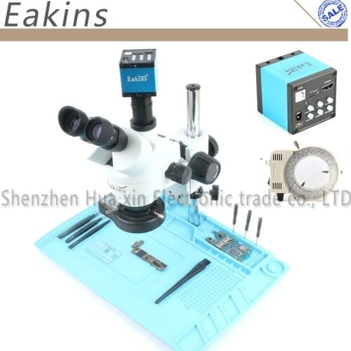 3.5-90X Continues Zoom Simul-focal Trinocular Stereo Microscope 20MP HDMI Microscope Camera Insulation Mat For PCB Soldering