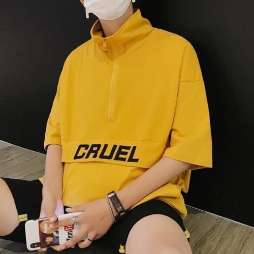 Men Summer Street Fashion Hip Hop T Shirts Men Half Sleeve Letters Print Patchwork Harajuku Cotton Top Tee Tshirt Streetwear Men