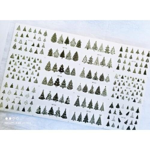 Nail Water Sticker For Black Christmas rees Artistic Christmas-tree Pattern Nail Art Christmas Elements For Nails MT115-126