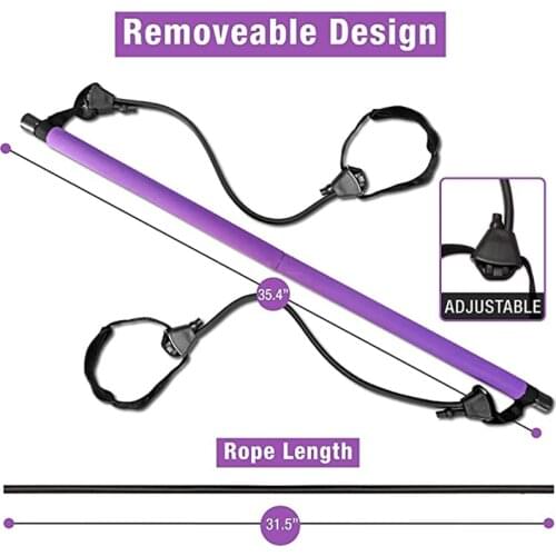 New Fitness Sport Pilates Bar Kit Workout Stick Exercise Yoga Bar with Resistance Band Body Building Puller Yoga Rope