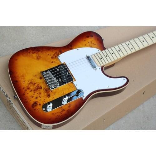 Factory Wholesale ASH Wood Color Electric Guitar with White Binding,Black Pickguard,Chrome Hardwares,Offer Customized