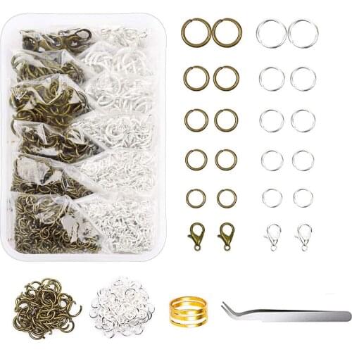 Open Jump Rings Kit for Jewelry Making and Repair Jump Rings with Lobster Clasps Tweezer and Jump Ring Opener