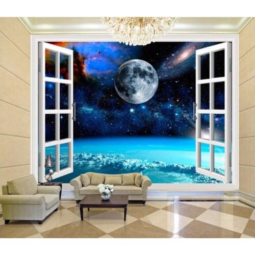 Custom mural 3d wallpaper outside the window of outer space decor painting 3d wall murals wallpaper for living room walls 3 d
