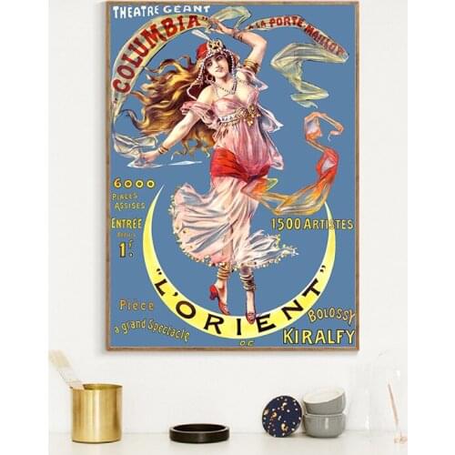 STUNNING ACROBAT Over Moon Vintage Poster Canvas Painting French Antique Circus Illustration Prints Wall Art Picture Home Decor