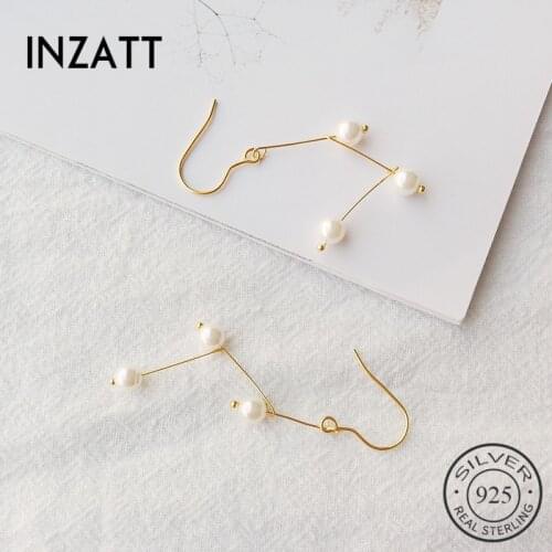 INZATT Real 925 Sterling Silver Romantic Pearl Unique Tassel Design Drop Earrings Accessories For fashion Women 2018 Fine Jewelr