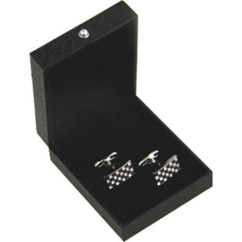 French Cufflinks Storage Boxes High-end Pair Black Imitation Crocodile Leather Jewelry Boxes (without Cufflinks)