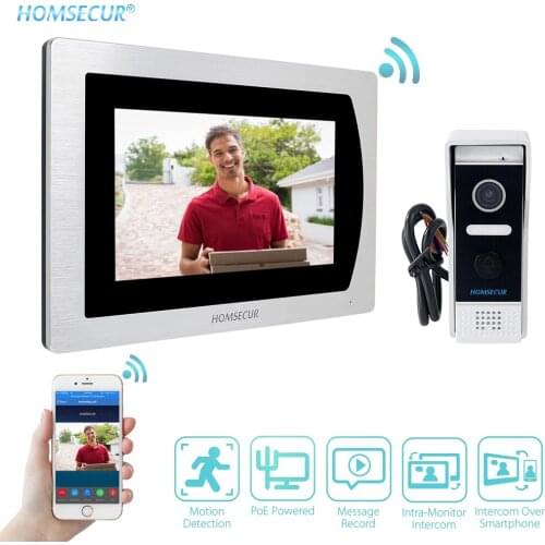 HOMSECUR 7" PoE WIFI Video Door Entry Phone Call System with Voice Message Waterproof Outdoor Camera Remote Unlock Supported
