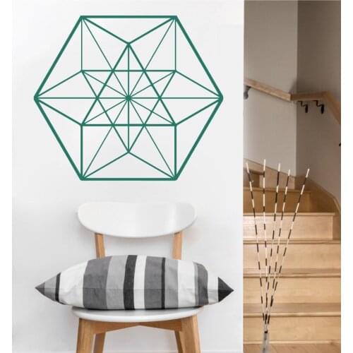 Modern Design Wall Decal Cuboctahedron Removable Pattern Wall Stickers For Livingroom Geometric Vinyl Simple Home Decor SYY683