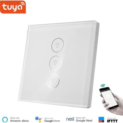 EU UK Smart Wifi Wall Light Switch 1 2 3 Gang Touch/WiFi/APP Remote Smart Home Wall Touch Switch Work with Alexa google home