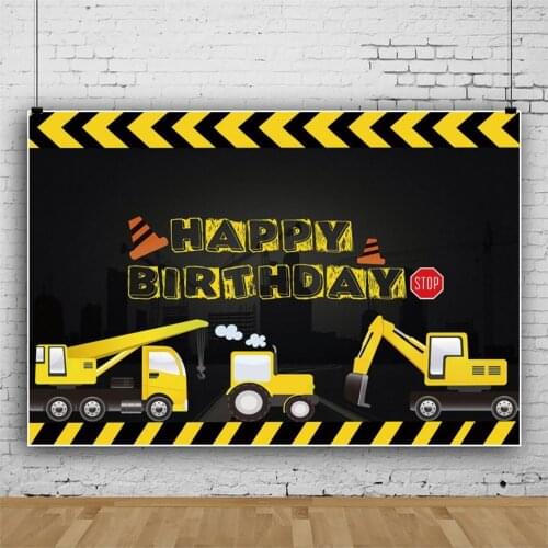 Engineering Vehicles Happy Birthday Backdrop Boys Party Room Decoration Photography Photos Newborn Bath Custom Vinyl Background