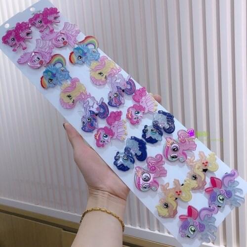 1 pc My Little Pony Installed Childrens Hairpin random Acrylic Cute Big Eyes Pony Hairpin Girl Bangs Clip Side Clip