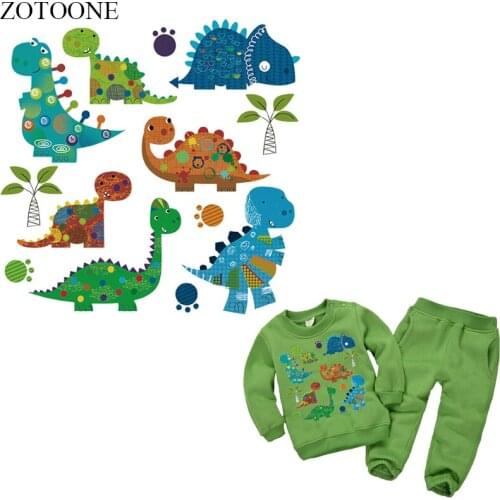 ZOTOONE Dinosaur Stickers for Clothes Heat Transfer Vinyl T-Shirt Diy Decoration New A-Level Washable Parches Ropa Patch Set