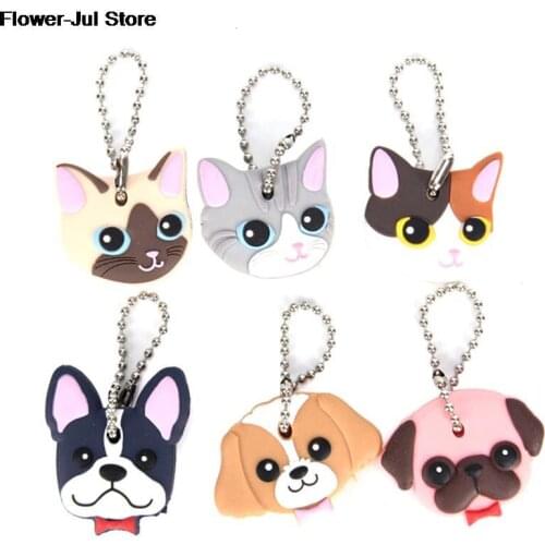 1Pcs Cartoon Animals Silicone Key Cover For Women/Man Key Caps Keychain Key Ring Key Holder Kids Gift Key chains