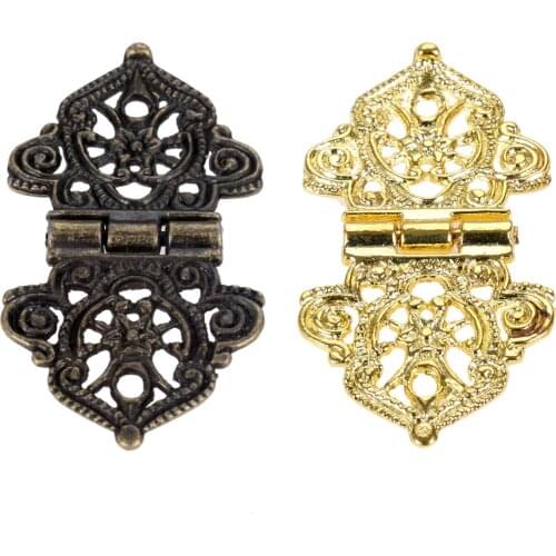 2Pcs Hinges w/screw Antique Bronze/Gold 53*28mm Lace Decor Door Cabinet Jewelry Box Drawer Cupboard Furniture Old Fashion style