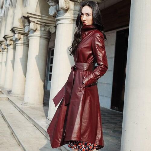 2020 Long Genuine Leather Jacket Women Sheepskin Coat Female Spring Autumn Coats and Jackets Woman Mujer Chaqueta Pph1689