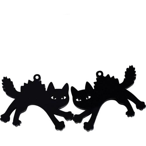 4pcs/lot) 42mm Acrylic Black Cat For Dangel Earring Laser Cutout Halloween Black Cat For Earring