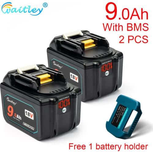Waitley 2PCS 18V 9.0Ah Battery for Makita Power tool Lithium-Ion Replacement 18Volt 9000mAh 18 v 9A BL1890 BL1840 BL1850 BL1860