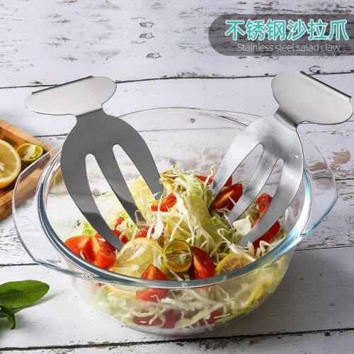 Free Shipping 2 PCS Salad Claw Stainless Steel Salad Server Kitchen Tool for Home Restaurant Helper kitchen tools