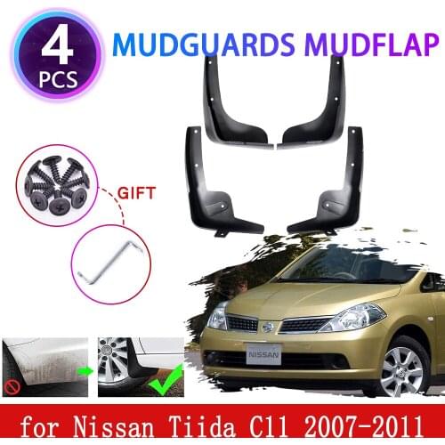 4PCS for Nissan Tiida Versa Latio C11 2007 2008 2009 2010 2011 Mudguards Mudflaps Fender Mud Flap Splash Guards Car Accessories