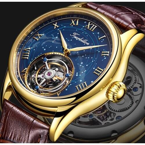 AESOP montre homme luxe Flying Tourbillon Mens Mechanical Watches Male Rotary Skeleton Watch for Men Male Clocks zegarek meski
