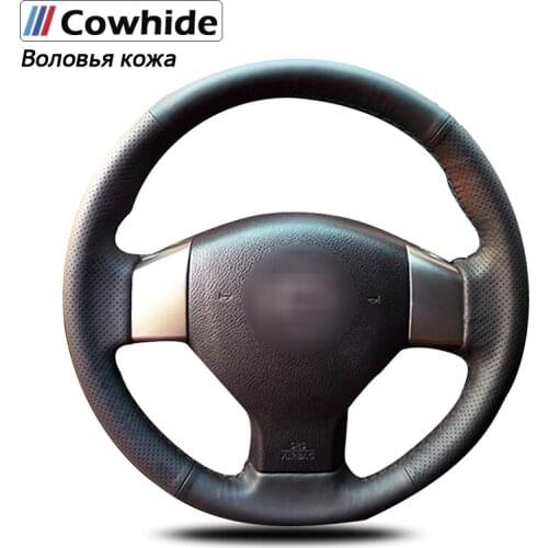 Handsewing Black Genuine Leather Steering Wheel Covers For Nissan Tiida 2004-2010 Sylphy 2006-2011 Versa 2007-2011 Versa Note