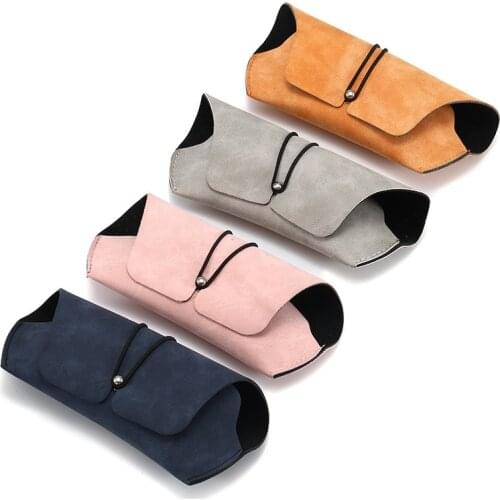 Retro Portable Matte Leather Women Glasses Case Comfortable Feel Solid Color Men Travel Sunglasses Storage Bag Box