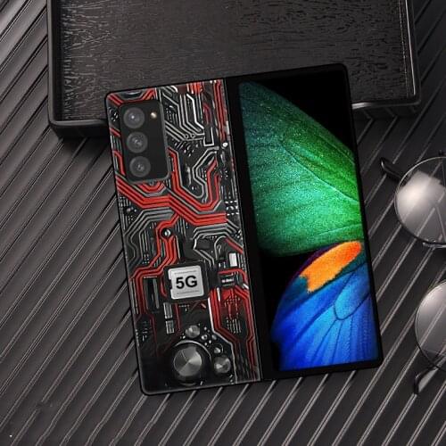 Z Fold2 Funda Case for Samsung Galaxy Z Fold 2 Case Fold W20 5G Circuit Board Coque Matte PU Leather Phone Case Cover Capa Fold2